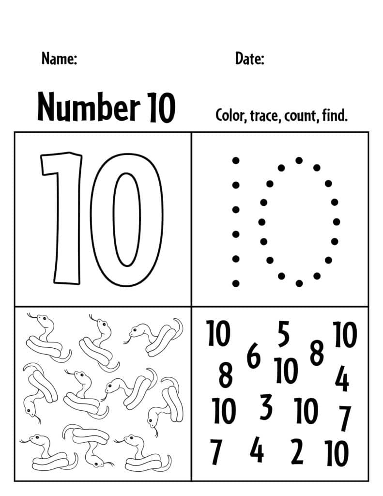 Number 10 Worksheet Preschool Number 10 Worksheet Preschool